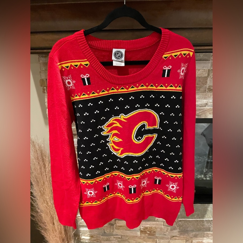 Calgary flames Christmas sweater.